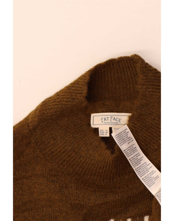 Fat Face Rollkragenpullover für Damen, UK 12, Medium Khaki, Fair Isle