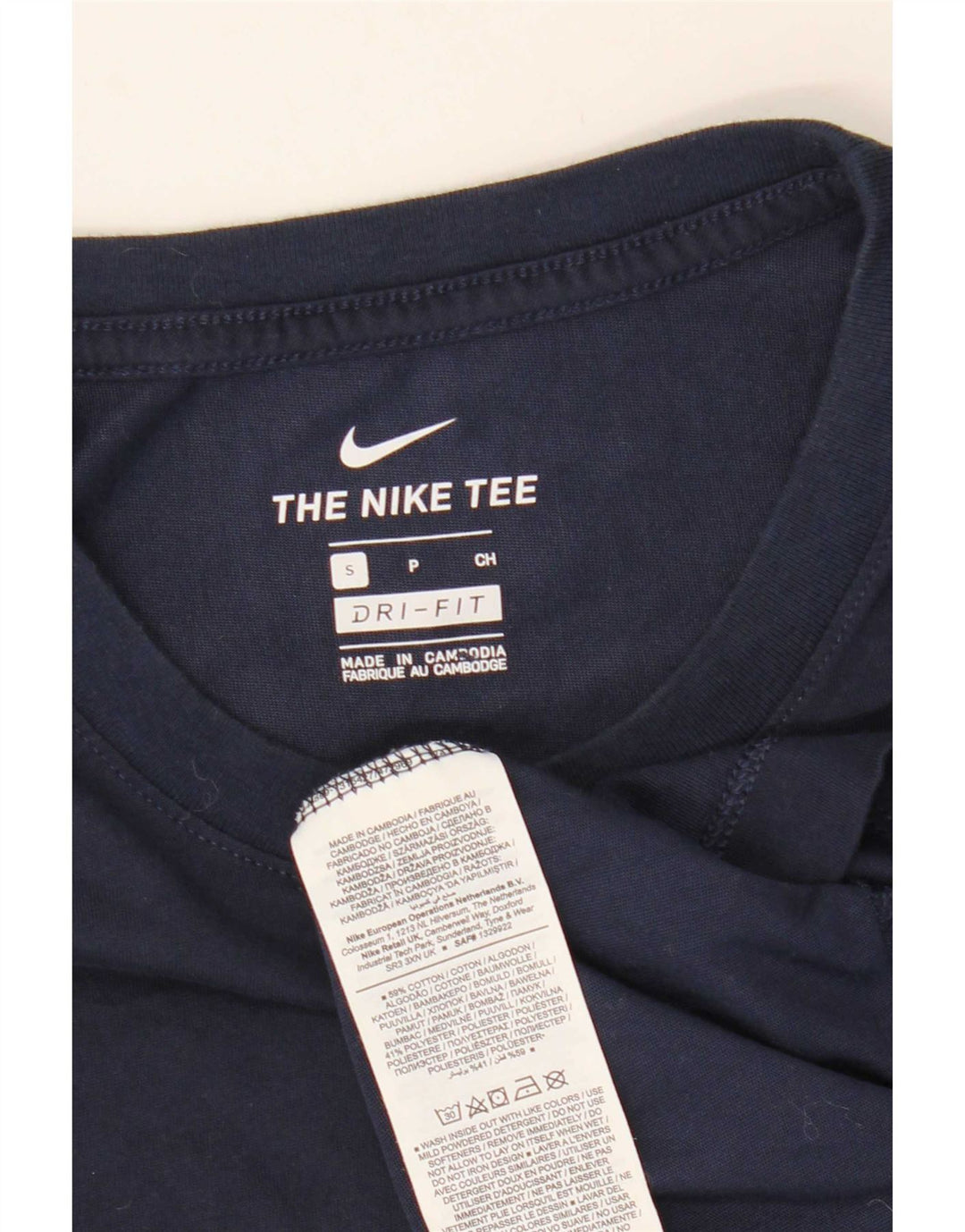Nike Herren Dri Fit T-Shirt Top Small Marineblau Baumwolle