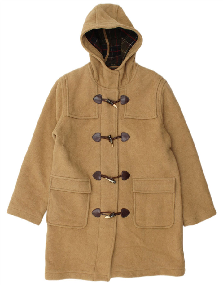 Barbour Dufflecoat mit Kapuze für Damen, UK 14, große beige Wolle