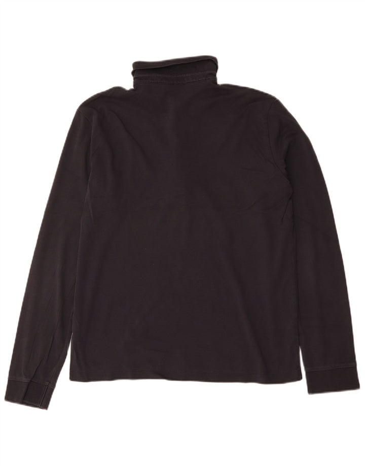 Hugo Boss Herren-Langarm-Poloshirt mit normaler Passform, mittelschwarze Baumwolle