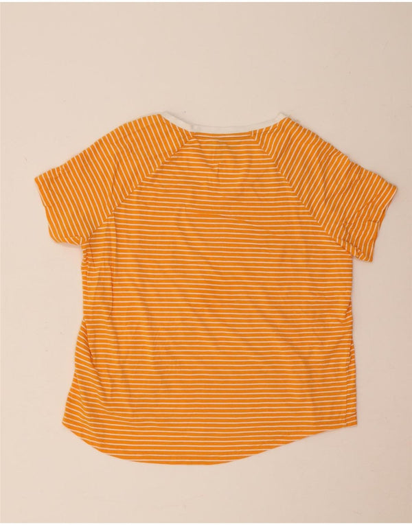 Tommy Hilfiger Damen Grafik-T-Shirt-Oberteil UK 14 Große orange gestreifte Baumwolle