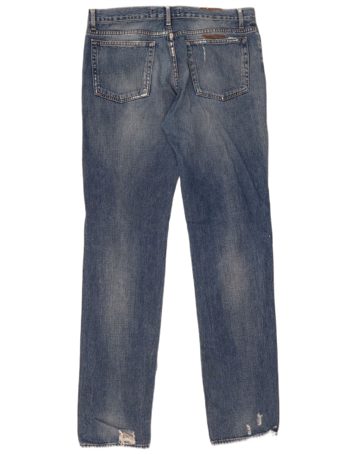 Cavalli Herren Distressed Straight Jeans W36 L35 Blaue Baumwolle