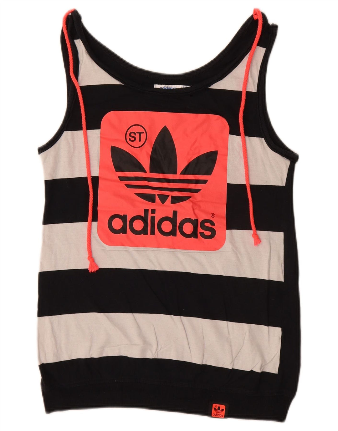 Adidas Damen Crop Graphic Vest Top EU 38 Small Schwarz Colourblock Baumwolle