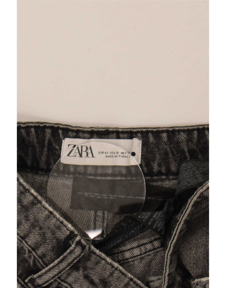 Zara Damen Distressed Denim Shorts EU 42 Large W32 Graue Baumwolle