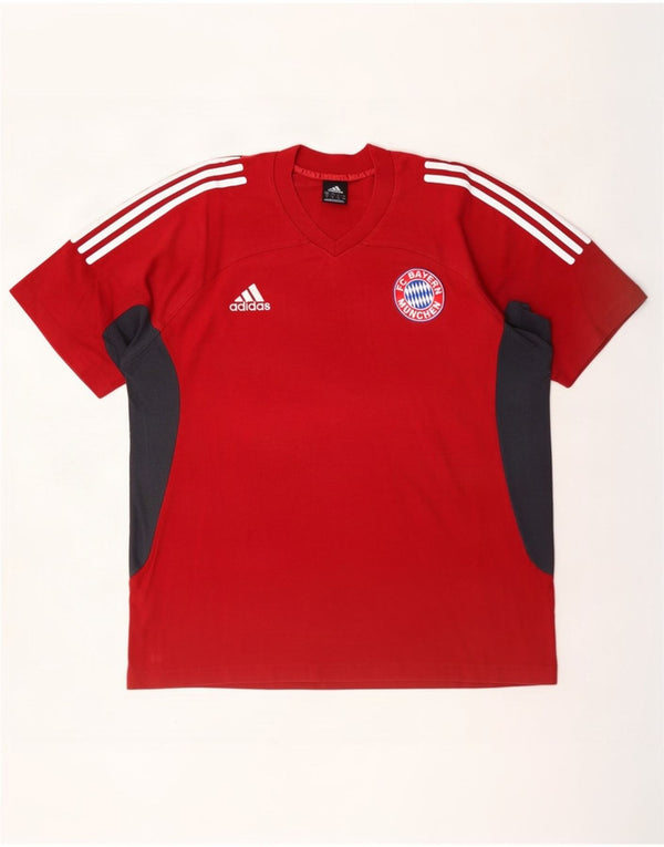 Adidas Herren FC Bayern München T-Shirt Top UK 42/44 XL Rot Farbblock