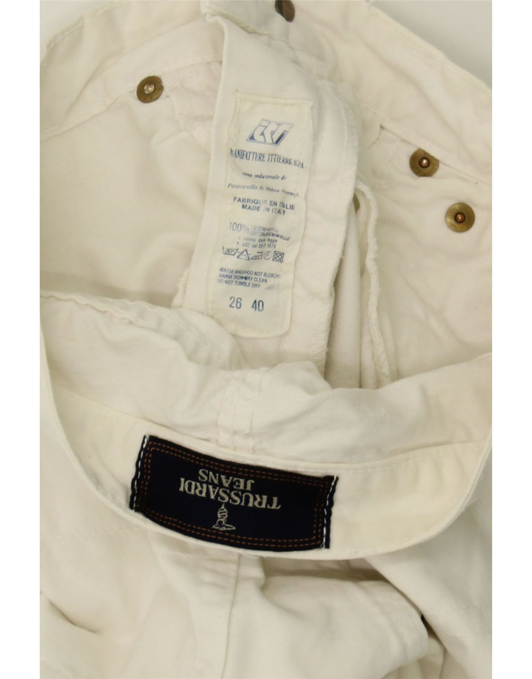TRUSSARDI Womens Cropped Jeans IT 40 Small W26 L25 White Cotton Vintage Trussardi and Second-Hand Trussardi from Messina Hembry 