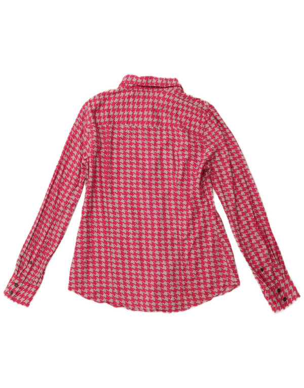 J. CREW Damen-Flanellhemd, UK 10, Größe S, rosa Hahnentritt-Baumwolle