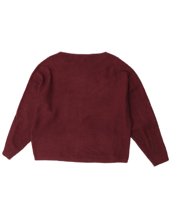 Oasis Damen-Pullover mit U-Boot-Ausschnitt, UK 14, mittlere bordeauxrote Viskose