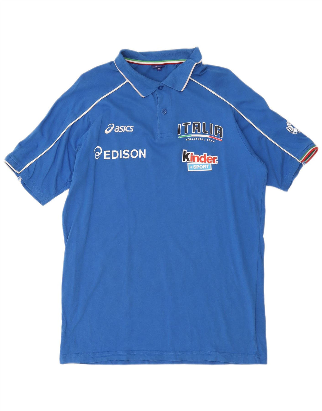 Asics Herren Italia Graphic Poloshirt 2XL Blaue Baumwolle