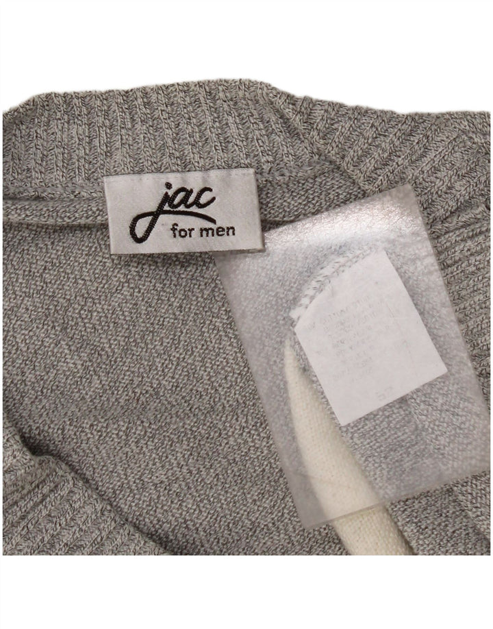 JAC Herren-Cardigan-Pullover IT 52, große graue Colourblock-Baumwolle