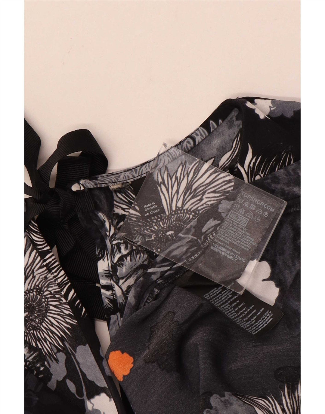 Topshop Damen-Blusenoberteil in Übergröße, Gr. 6, XS, Schwarz, Blumenmuster, Polyester