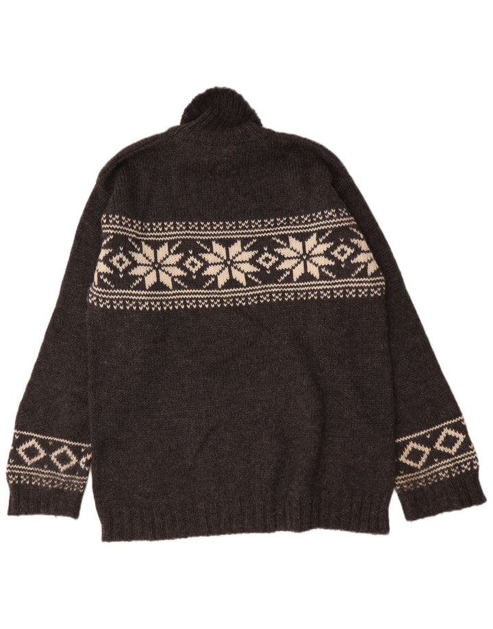 L.O.G.G Herren-Rollkragenpullover aus mittelgrauer Fair-Isle-Wolle