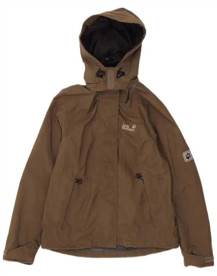 Jack Wolfskin Damen Regenjacke mit Kapuze, UK 8, Größe S, Khaki, Polyester