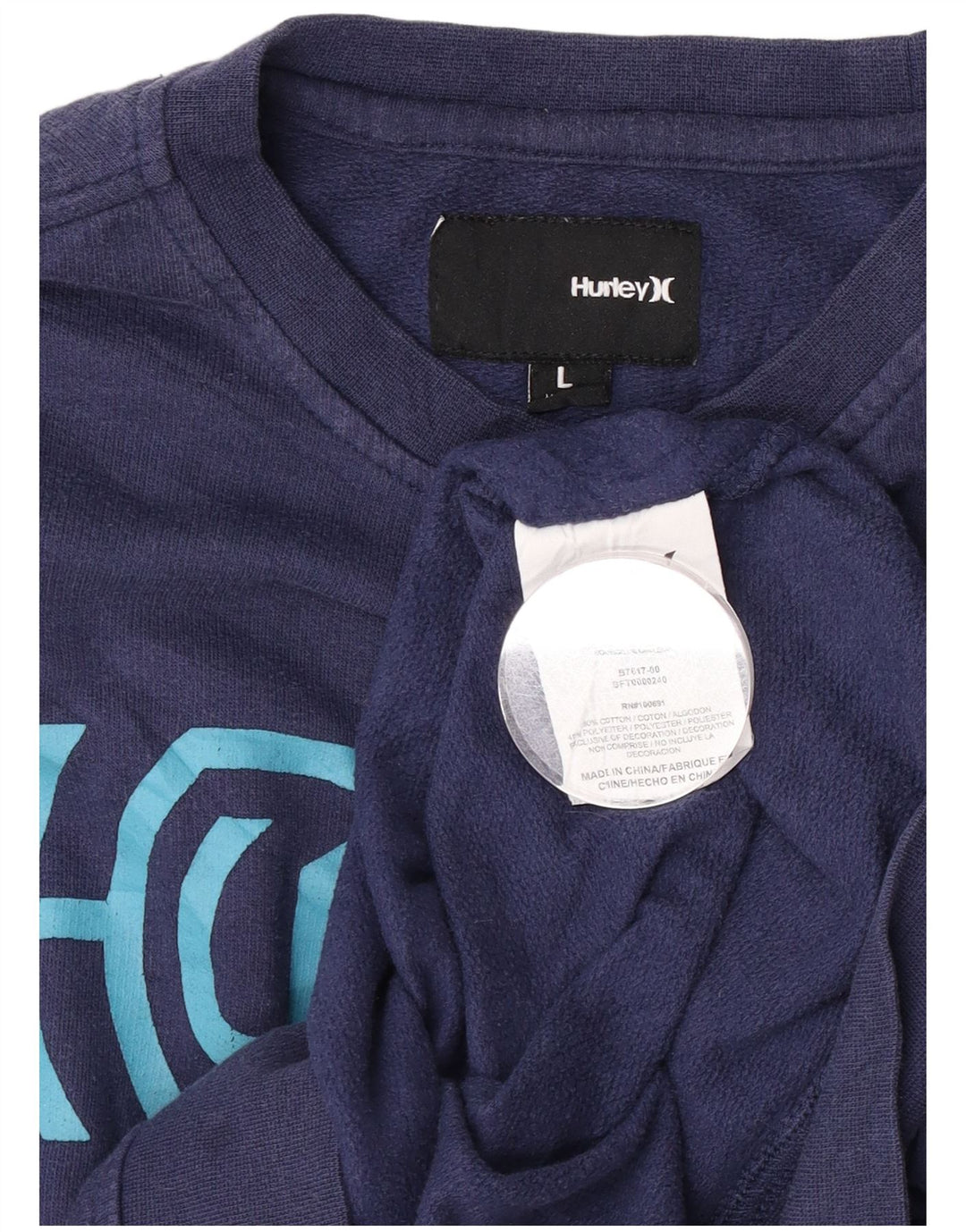 Hurley Grafik-Sweatshirt für Damen, UK 16, Größe L, Marineblau, Baumwolle