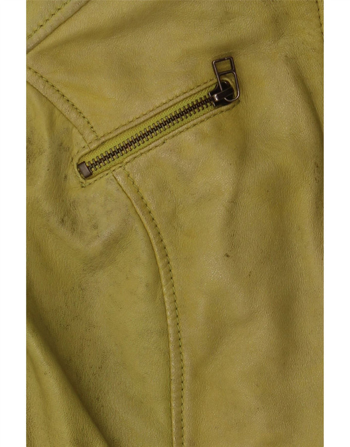 Freaky Nation Damen Lederjacke UK 10 Small Grünes Leder