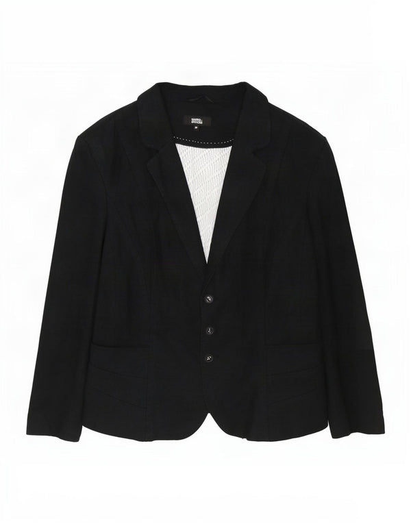Marks & Spencer Womens 3 Button Blazer Jacket UK 22 3XL Grey Linen
