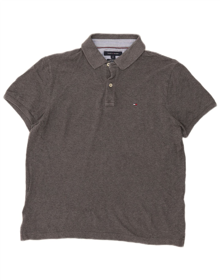 Tommy Hilfiger Herren-Poloshirt mit individueller Passform, große graue Baumwolle