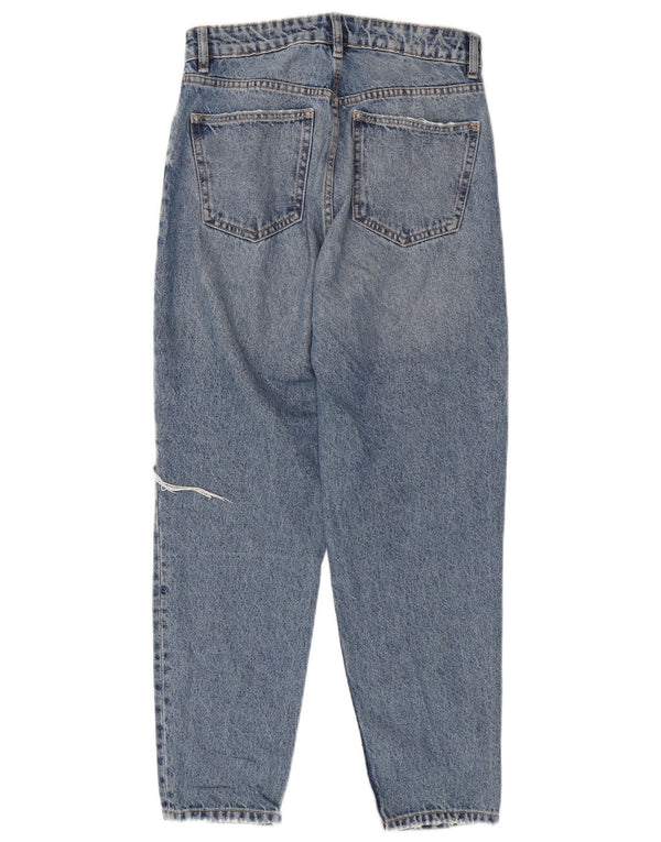 Zara Damen Distressed Tapered Jeans EU 38 Small W28 L27 Blau