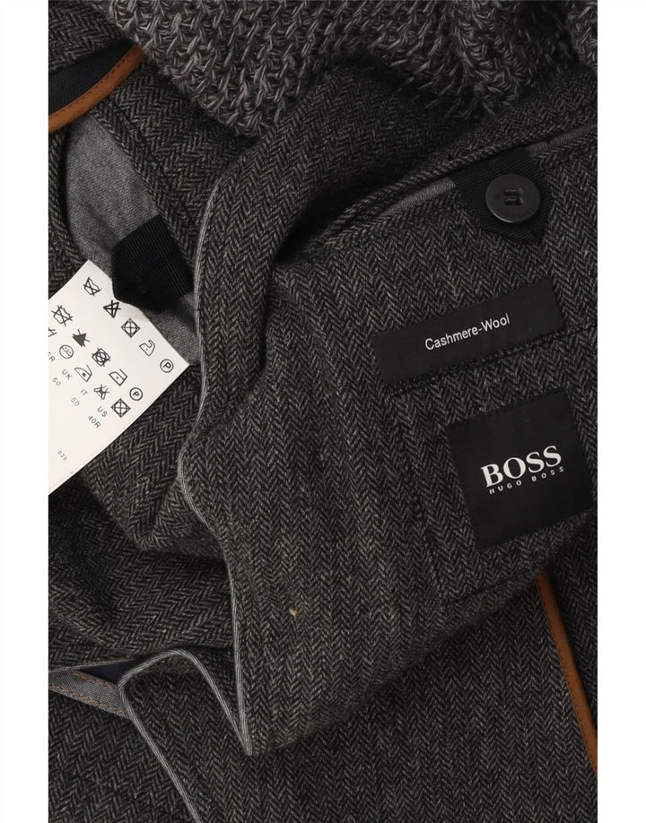 HUGO BOSS Herren-Blazer mit 3 Knöpfen, EU 50, großes graues Fischgrätenmuster
