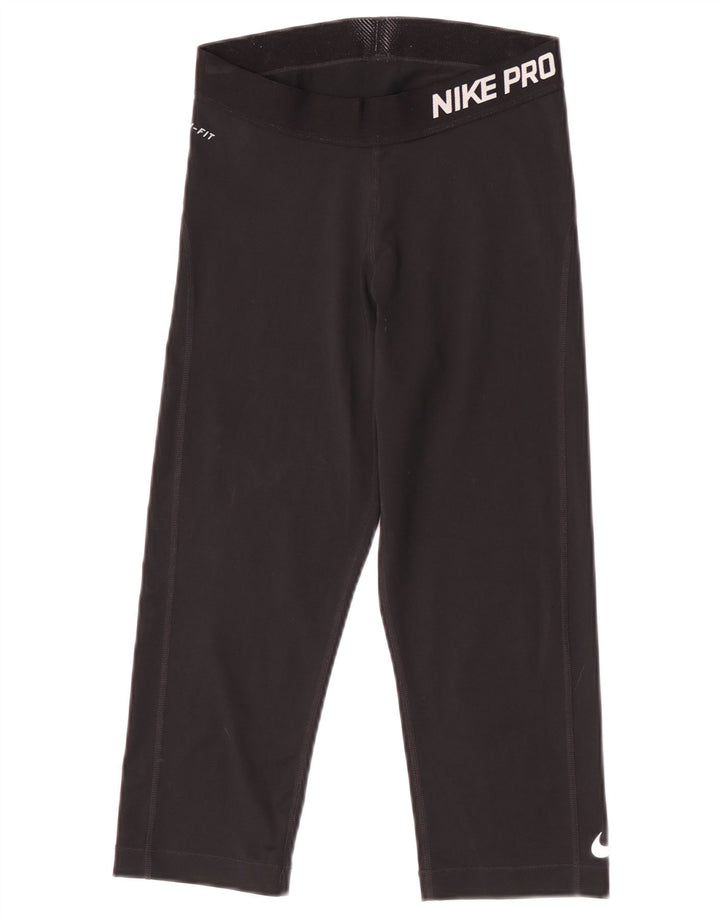 Nike Damen Dri Fit Graphic Capri Leggings UK 12 Medium Schwarz