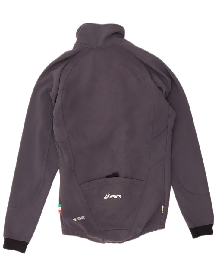 Asics Herren-Trainingsanzugoberteil mit Grafik, Größe S, Grau, Farbblock-Polyester