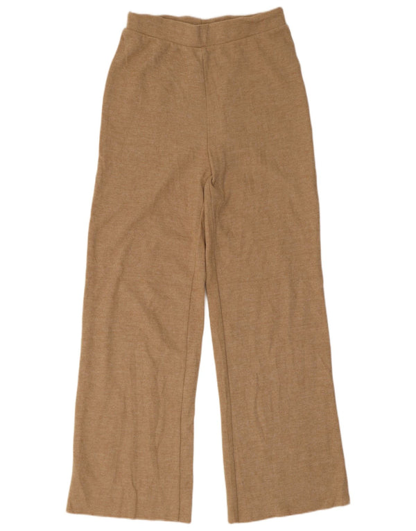 Zara Damen Flare-Trainingshose UK 10 Small Beige Baumwolle
