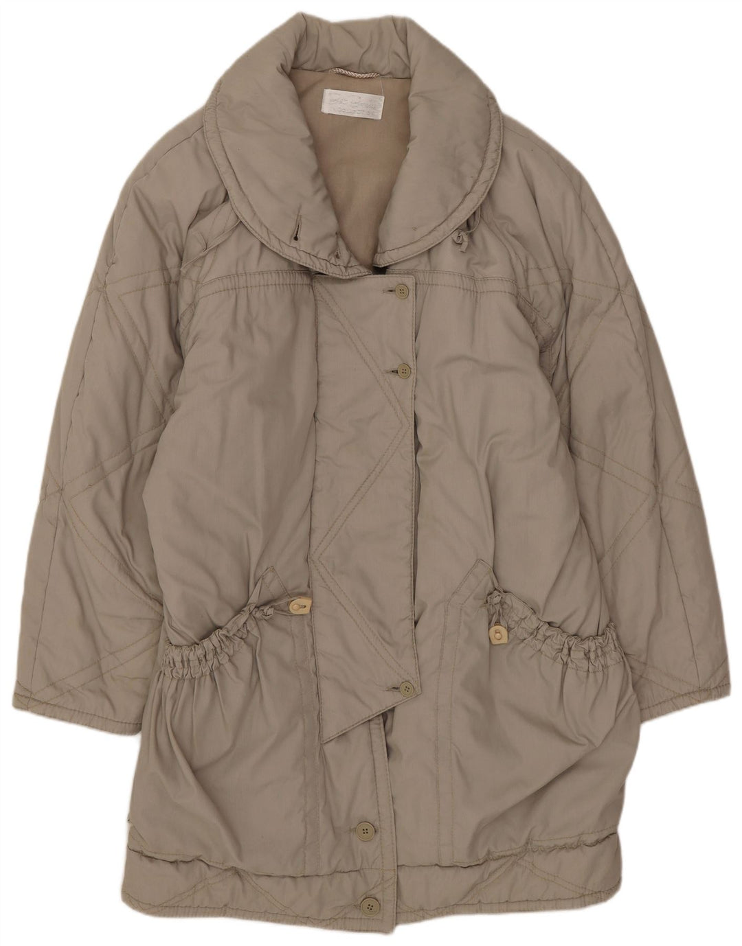 Vintage Damen Übergroßer Mantel EU 40 Medium Beige Polyester