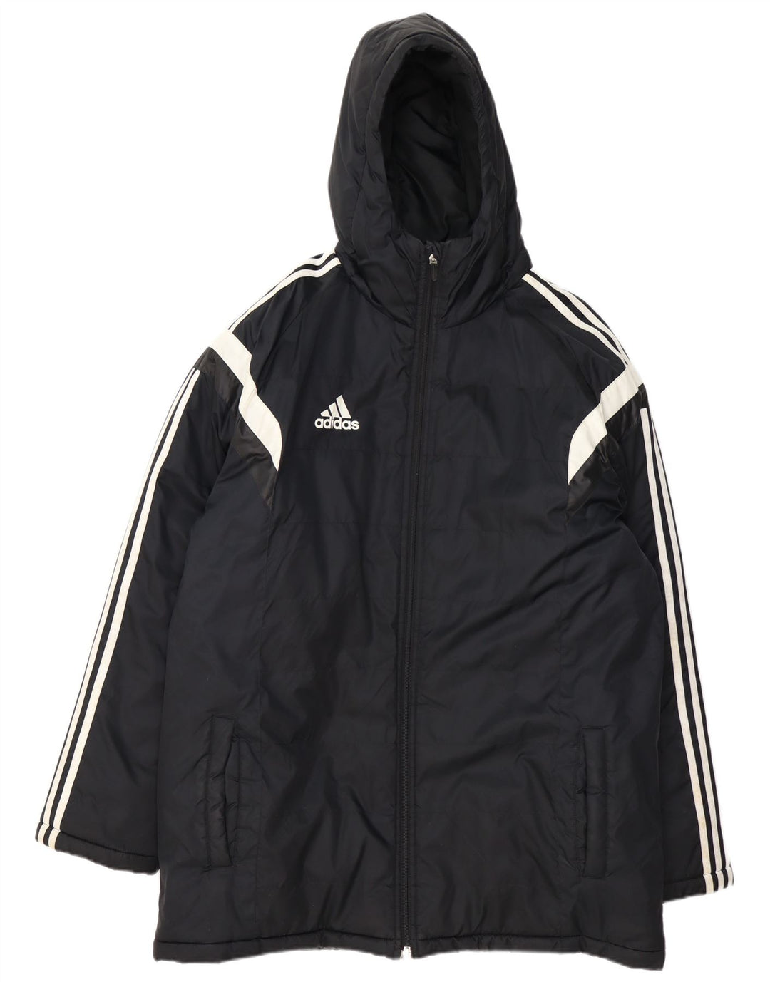 Adidas Herren-Jacke mit Kapuze, gepolstert, UK 42, XL, Schwarz, Colourblock-Polyester