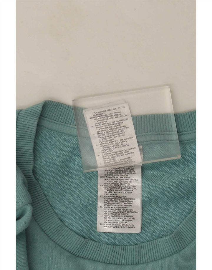 Adidas Damen Graphic Sweatshirt Pullover UK 12/14 Mittelblaue Baumwolle