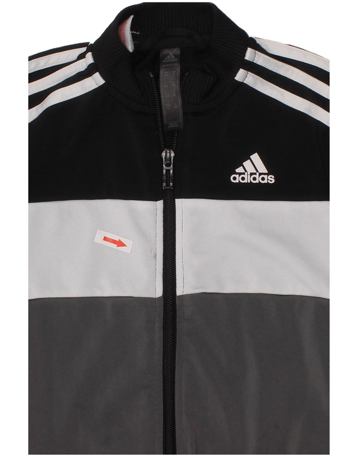 Adidas Jungen-Trainingsanzug-Top-Jacke, 3–4 Jahre, schwarzes Colourblock-Polyester