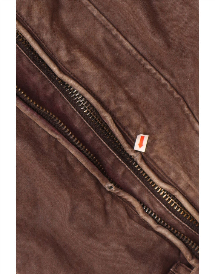 Superdry Herren-Utility-Jacke UK 40 Large aus brauner Baumwolle