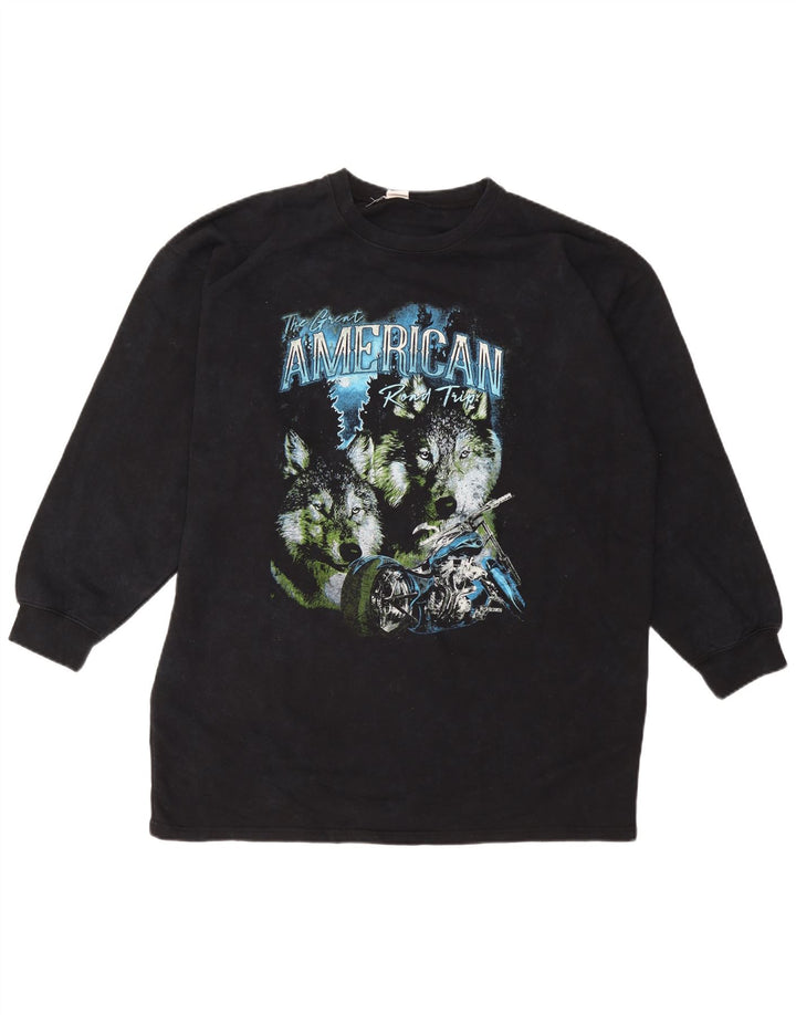 Urban Outfitters Herren-Sweatshirt mit Wolf-Grafik, Mittelmarineblau