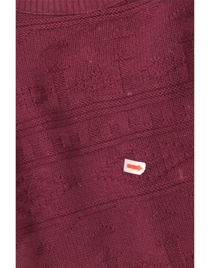 VINTAGE Herren-Pullover mit Rundhalsausschnitt, Größe L, Burgunderrot