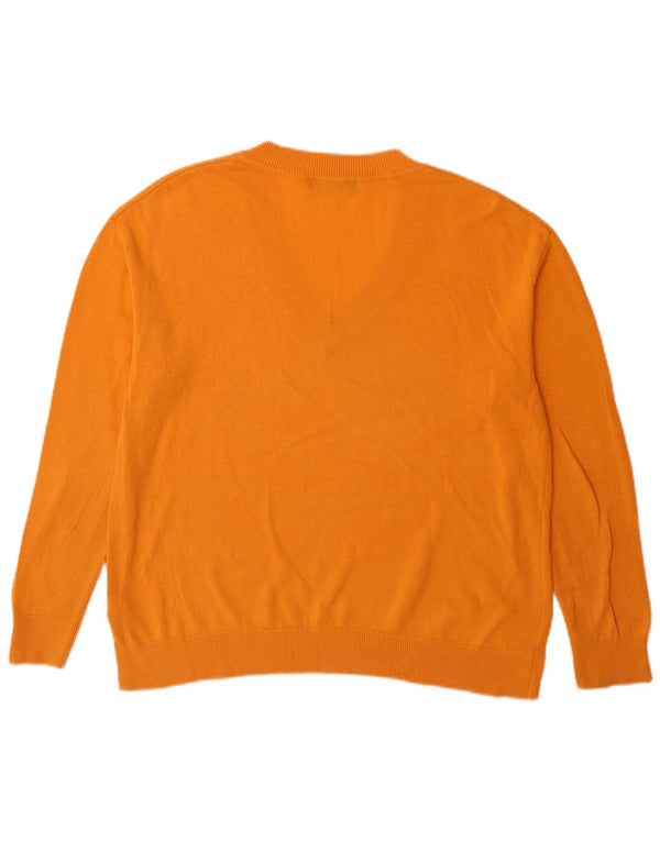 Marks & Spencer Herren-Pullover mit V-Ausschnitt aus mitteloranger Baumwolle