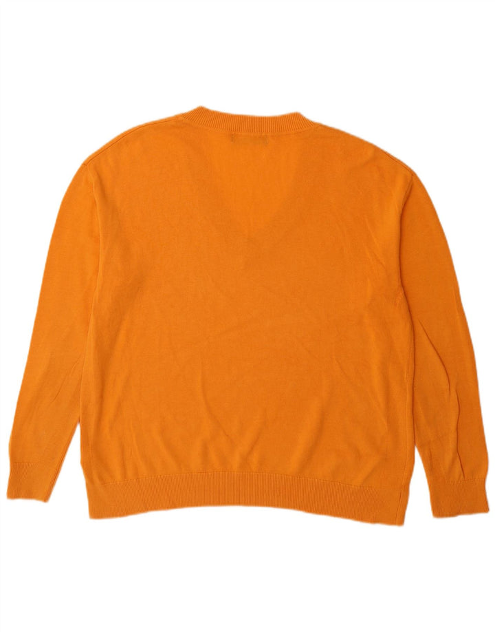 Marks & Spencer Herren-Pullover mit V-Ausschnitt aus mitteloranger Baumwolle