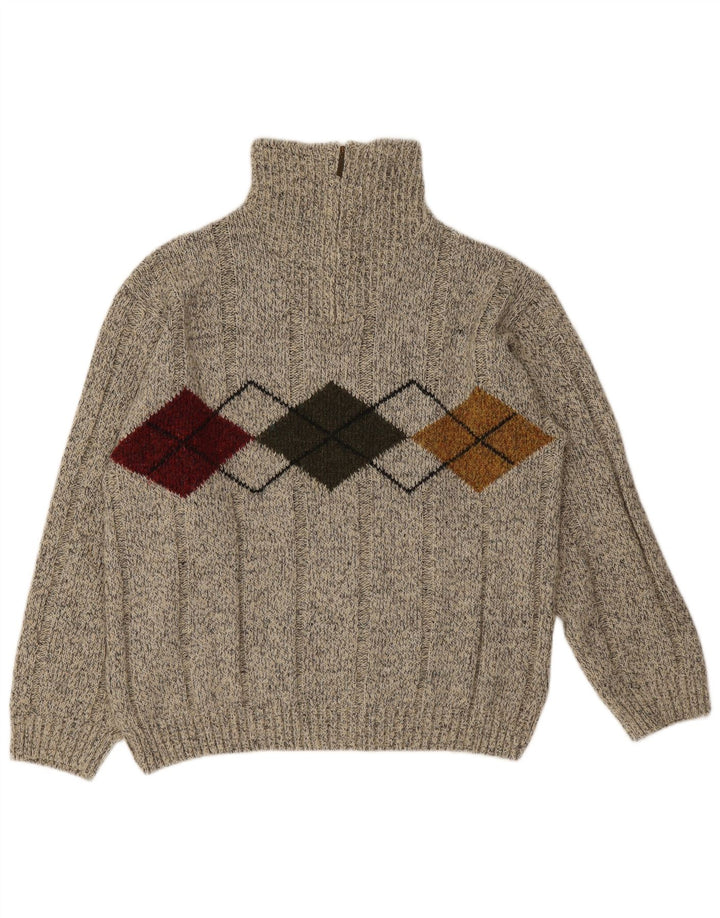 Monte Carlo Herren-Pullover mit Reißverschluss am Hals, Größe 52, groß, Grau Argyle/Diamant