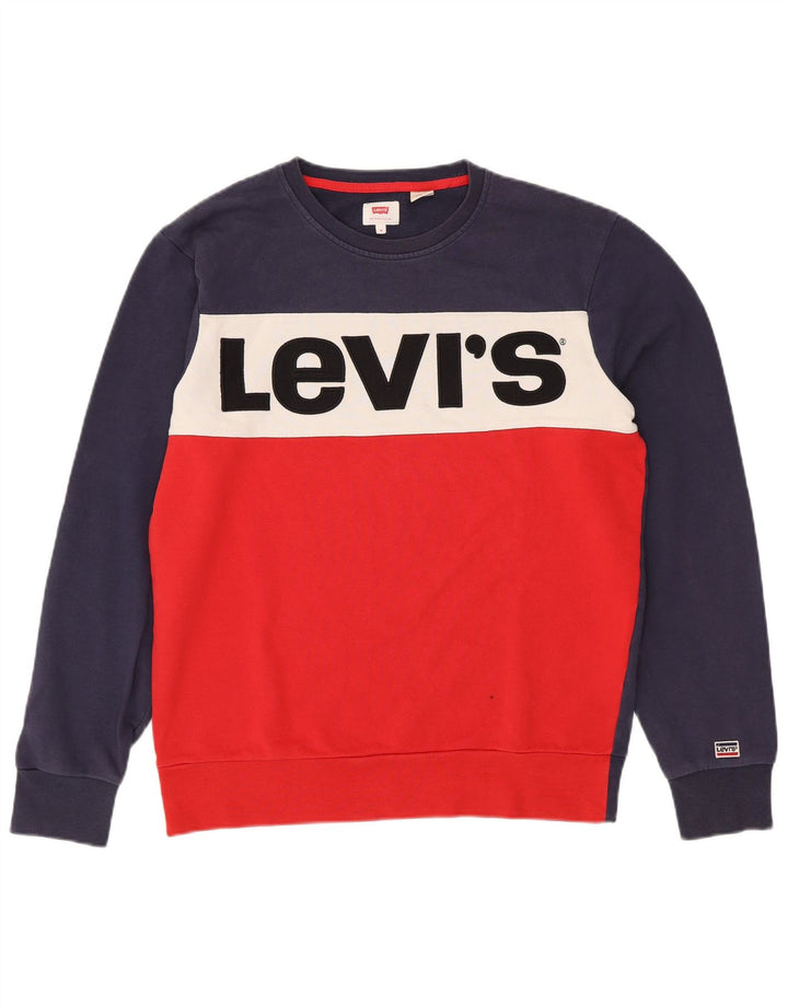 LEVI'S Herren-Sweatshirt mit Grafik, mittelrote Farbblock-Baumwolle