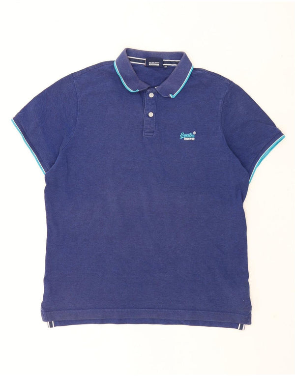Superdry Herren-Poloshirt 3XL aus blauer Baumwolle