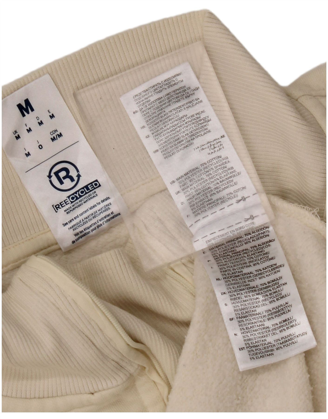 REEBOK Herren-Sweatshirt mit lockerer Passform und Reißverschluss am Hals, mittlere, cremefarbene Baumwolle