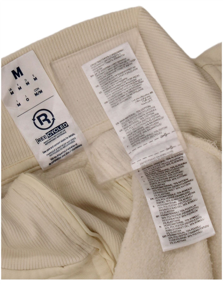 REEBOK Herren-Sweatshirt mit lockerer Passform und Reißverschluss am Hals, mittlere, cremefarbene Baumwolle