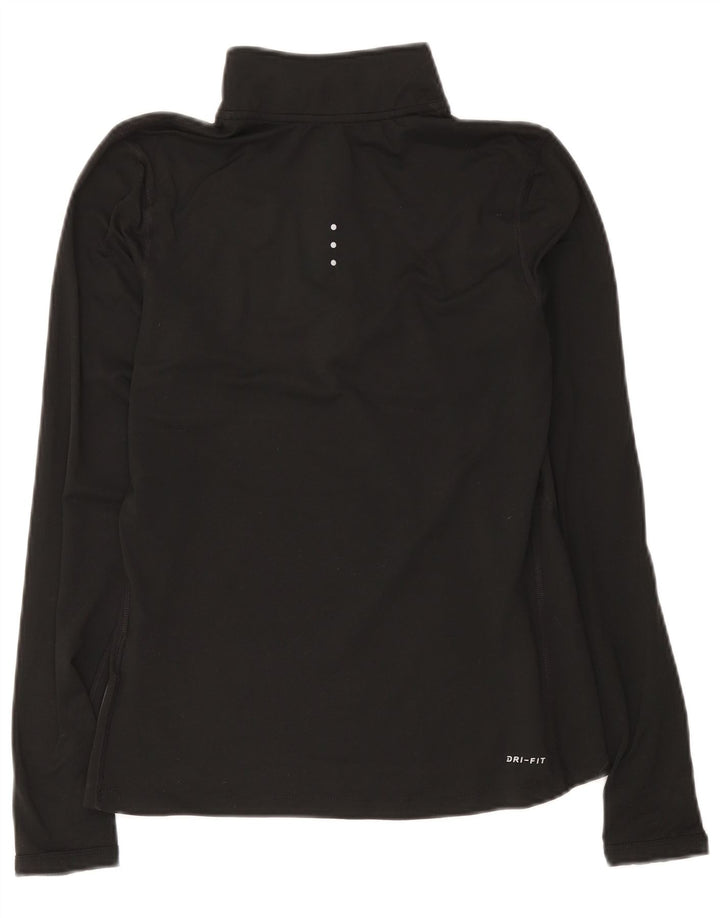 Nike Womens Dri Fit Zip Neck Pullover Trainingsanzug Top UK 10 Small Schwarz