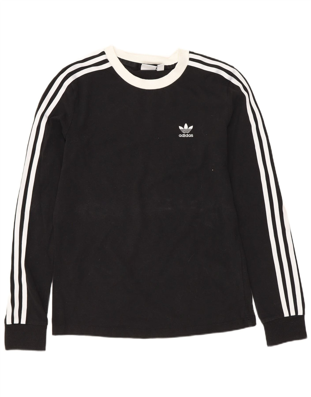 ADIDAS Damen Top Langarm UK 6 XS Schwarz Baumwolle