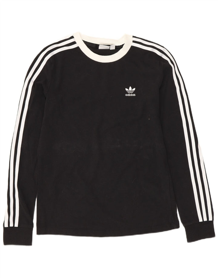 ADIDAS Damen Top Langarm UK 6 XS Schwarz Baumwolle