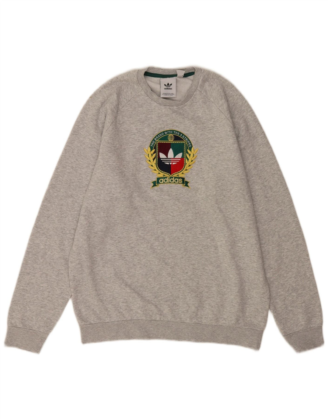 Adidas Herren Grafik-Sweatshirt-Pullover aus mittelgrauer Baumwolle