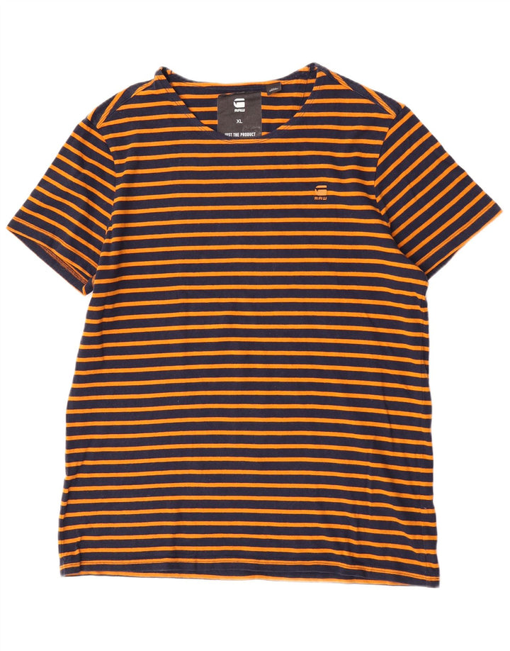 G-Star Herren T-Shirt Top XL Orange gestreift