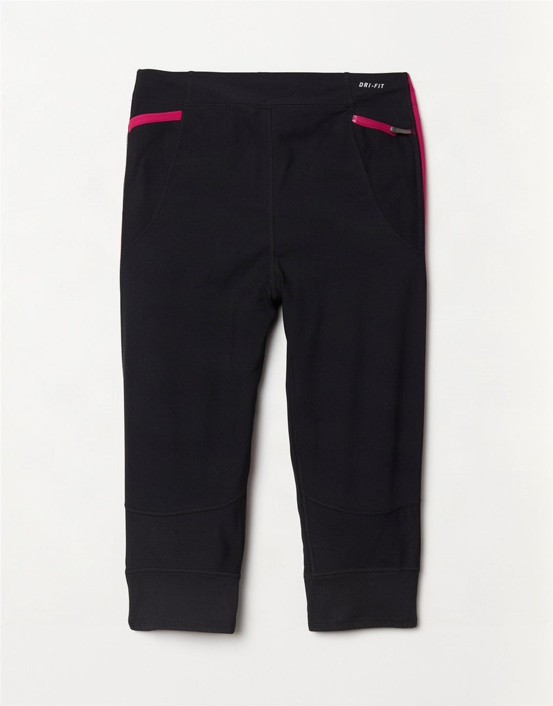 Nike Damen Dri Fit Capri Leggings UK 14 Large Schwarz Colourblock Polyester