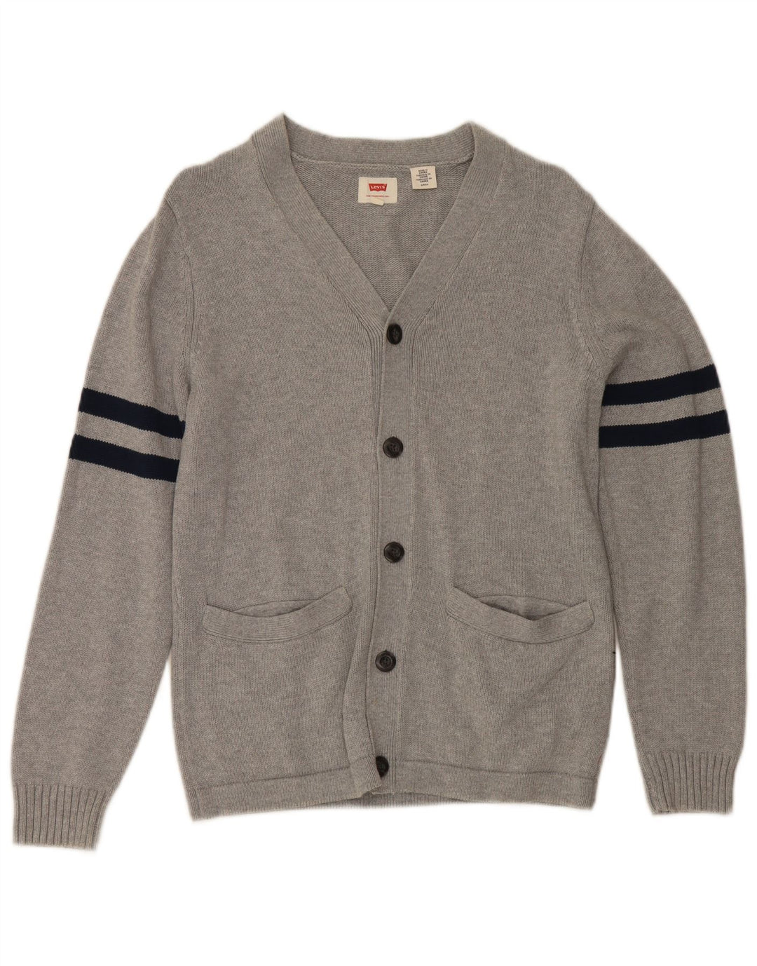 Levi's Herren-Strickjacke, klein, grau, gestreift, Baumwolle