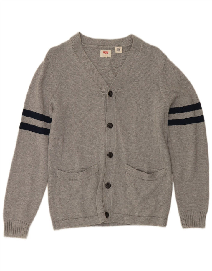Levi's Herren-Strickjacke, klein, grau, gestreift, Baumwolle