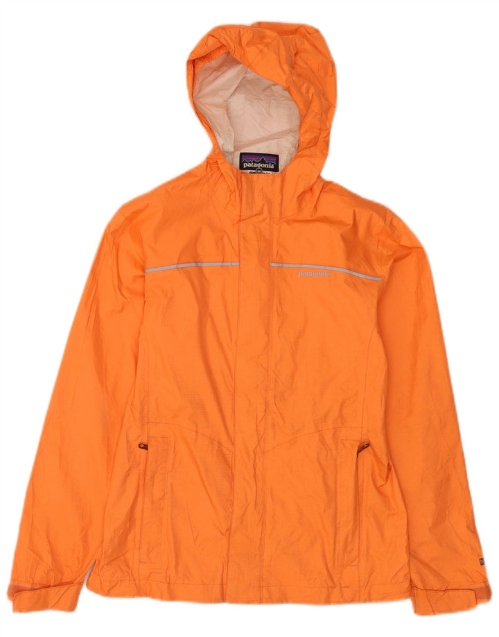Patagonia Jungen-Regenjacke mit Kapuze, 9–10 Jahre, orangefarbenes Polyamid