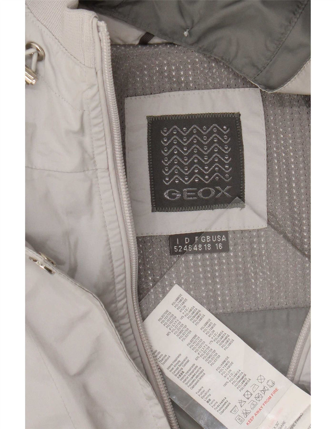 Geox Damen Respira Hooded Utility Jacke UK 18 XL Grau Polyester